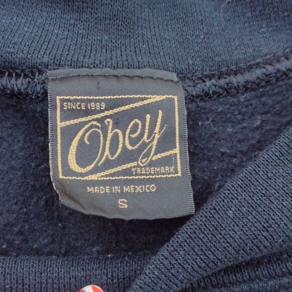 Obey Black Crewneck Pullover Sweatshirt with Sugar Skull Size Small - Picture 3 of 8